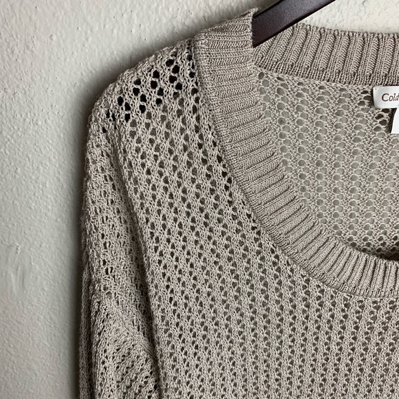 COLDWATER CREEK beige Sweater SZ XL open Knit drop-sleeve scoop neck Ramie boho - Picture 12 of 13